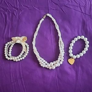 2 pearl accent bracelets and 1 necklace